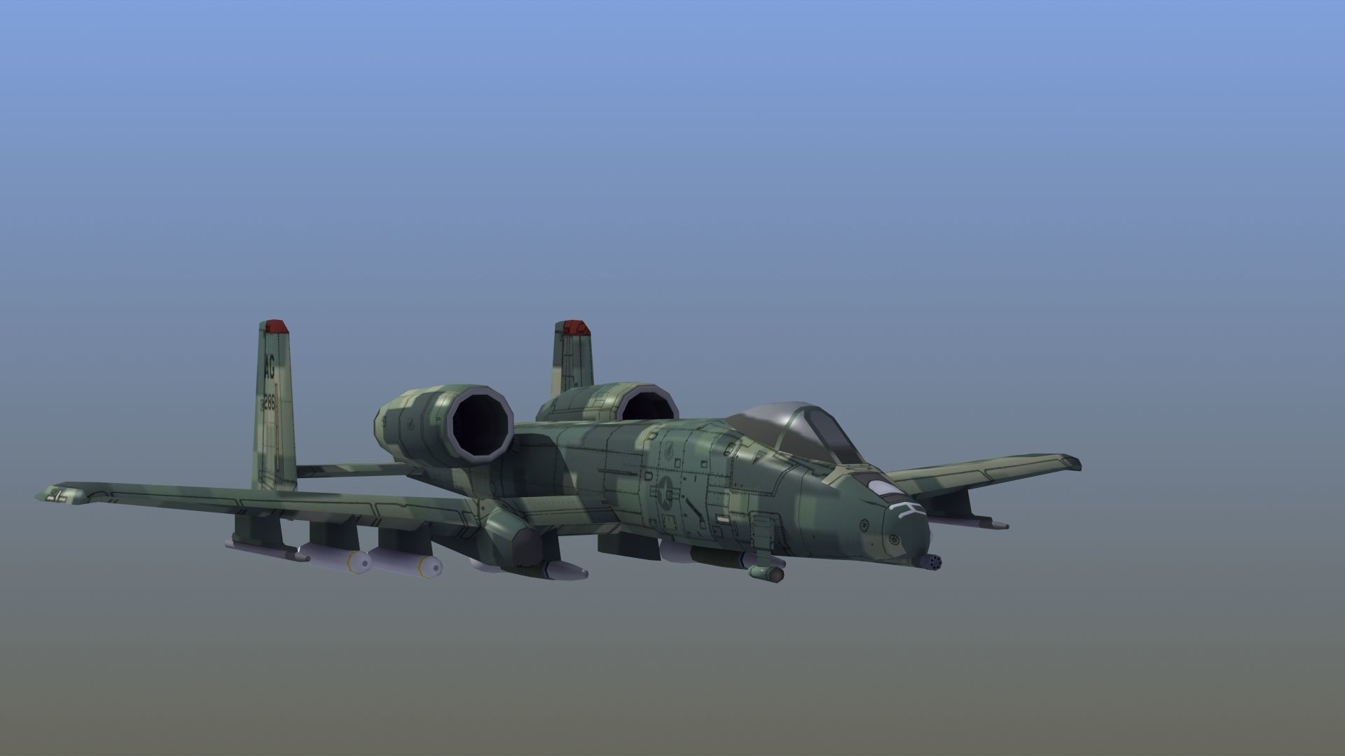 A10 Warthog Low-poly 3D model_11