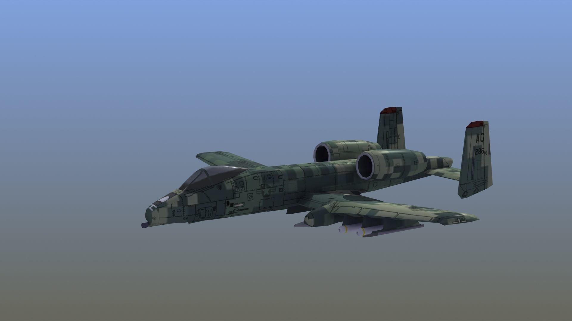 A10 Warthog Low-poly 3D model_2