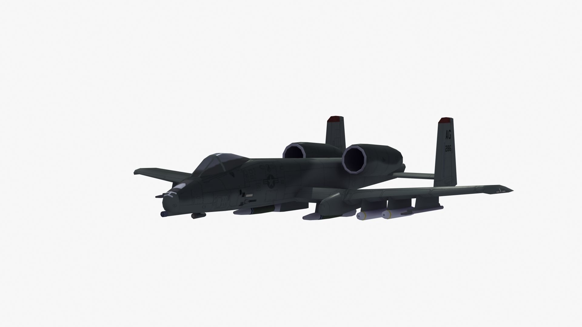 A10 Warthog Low-poly 3D model_50