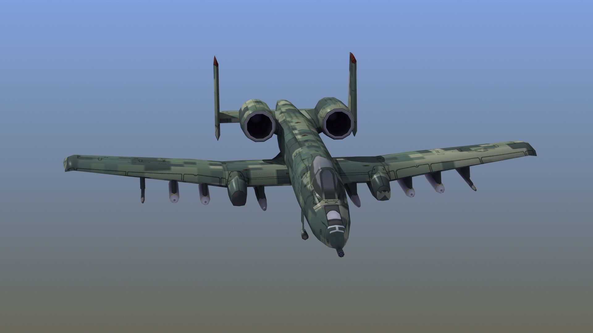 A10 Warthog Low-poly 3D model_13