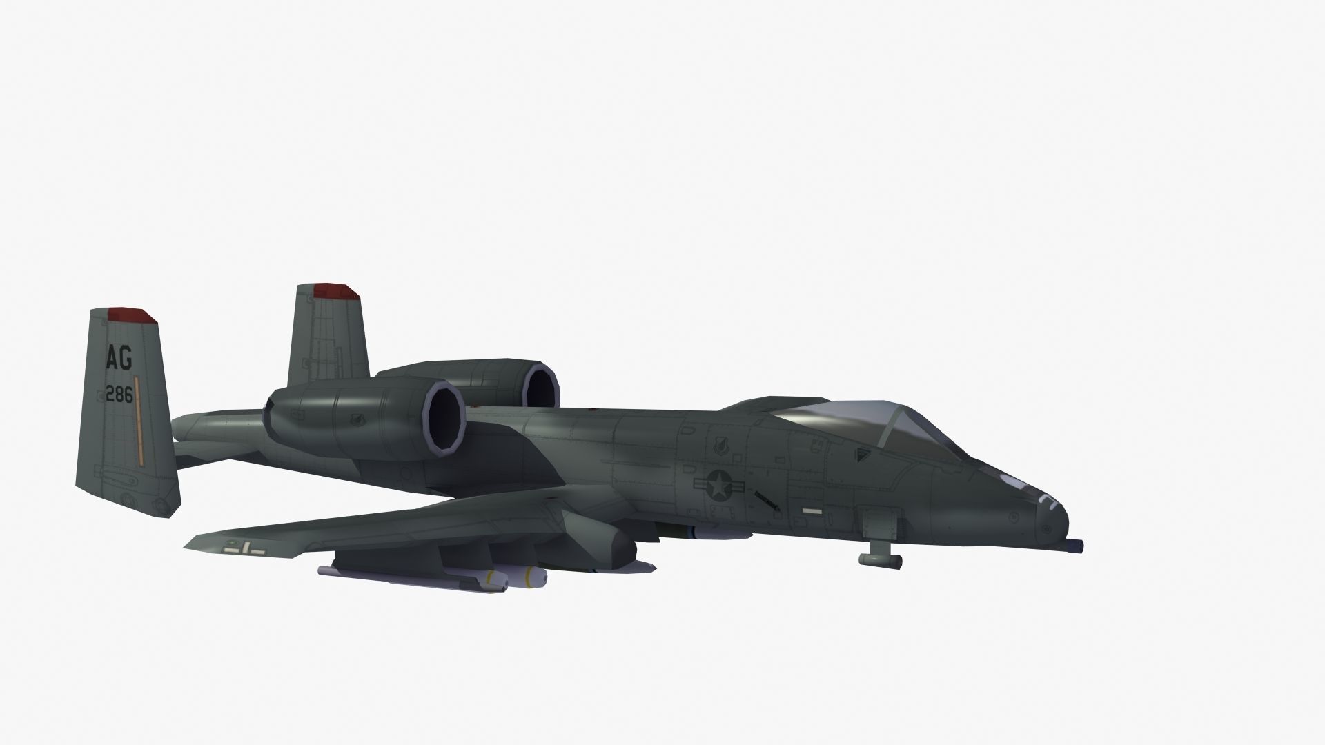 A10 Warthog Low-poly 3D model_45
