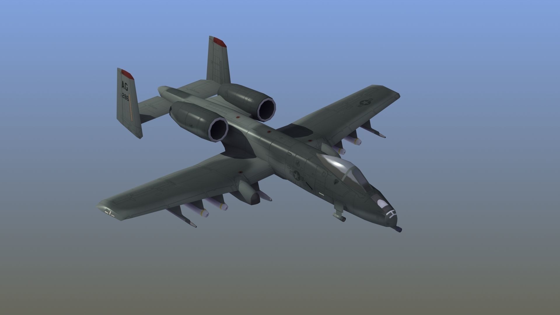 A10 Warthog Low-poly 3D model_16