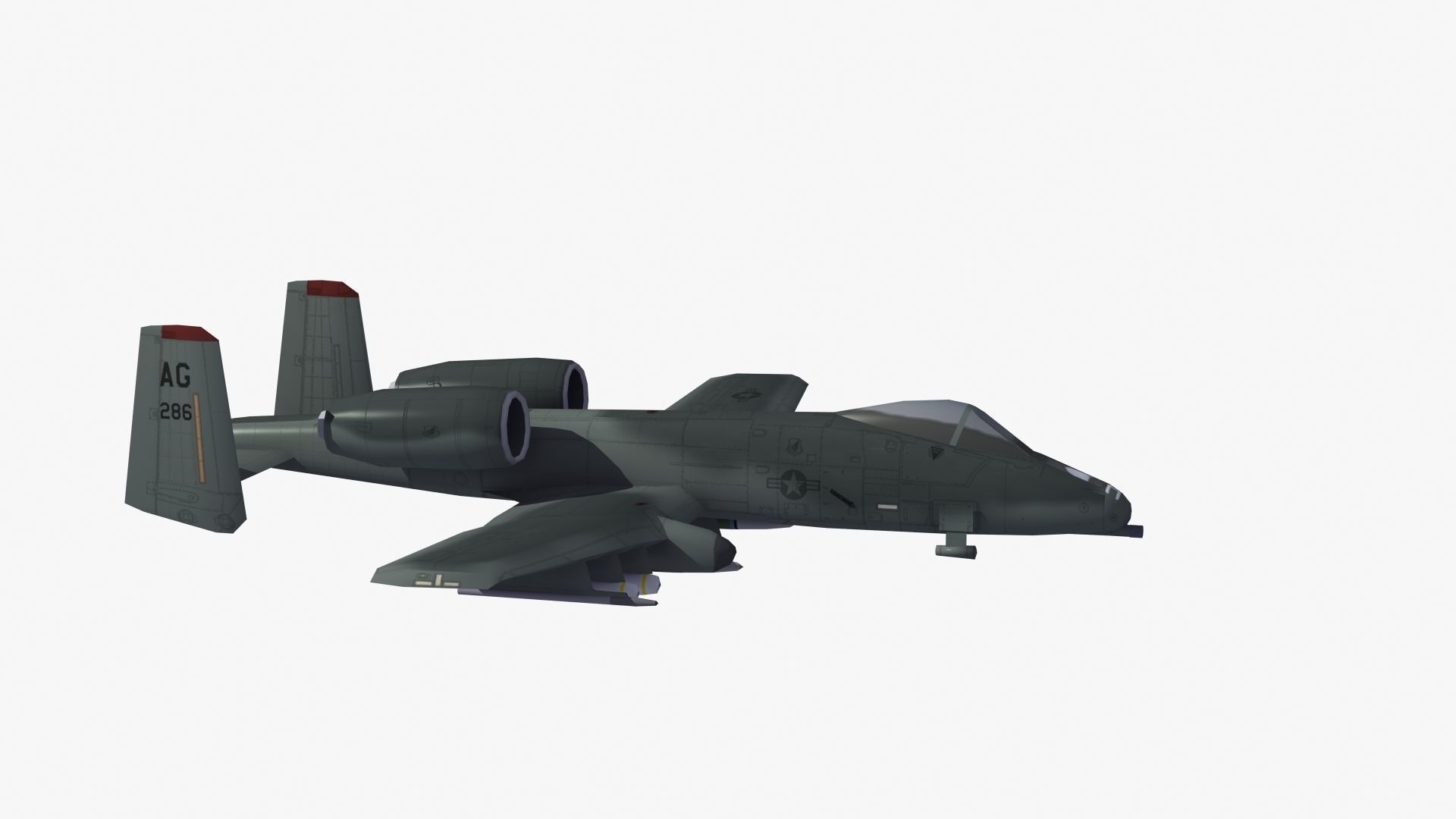 A10 Warthog Low-poly 3D model_43