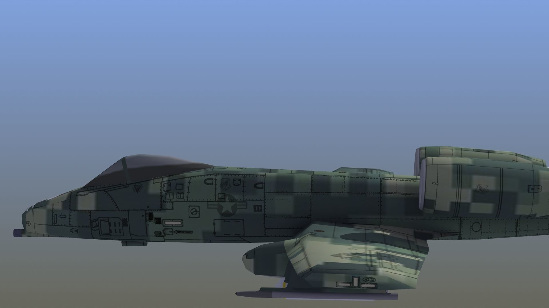 A10 Warthog Low-poly 3D model_3