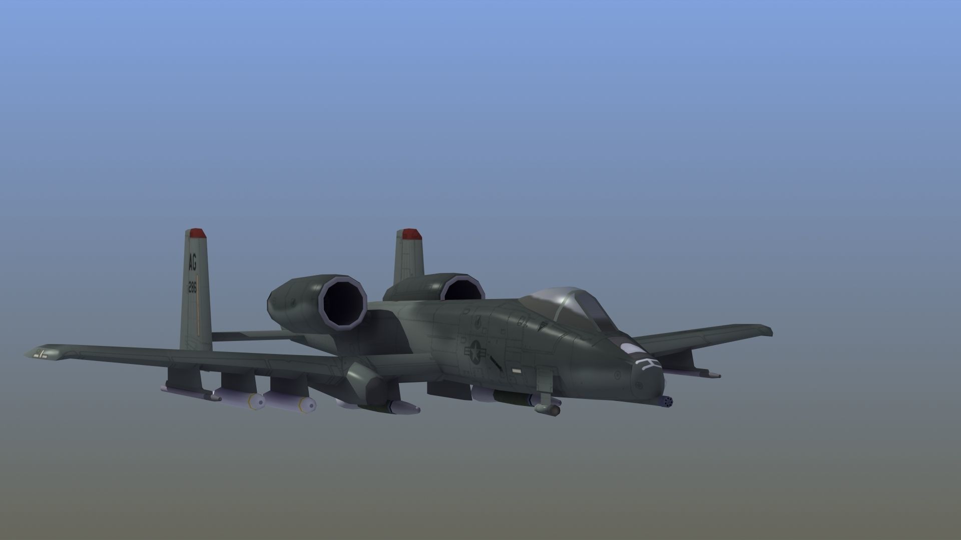 A10 Warthog Low-poly 3D model_29
