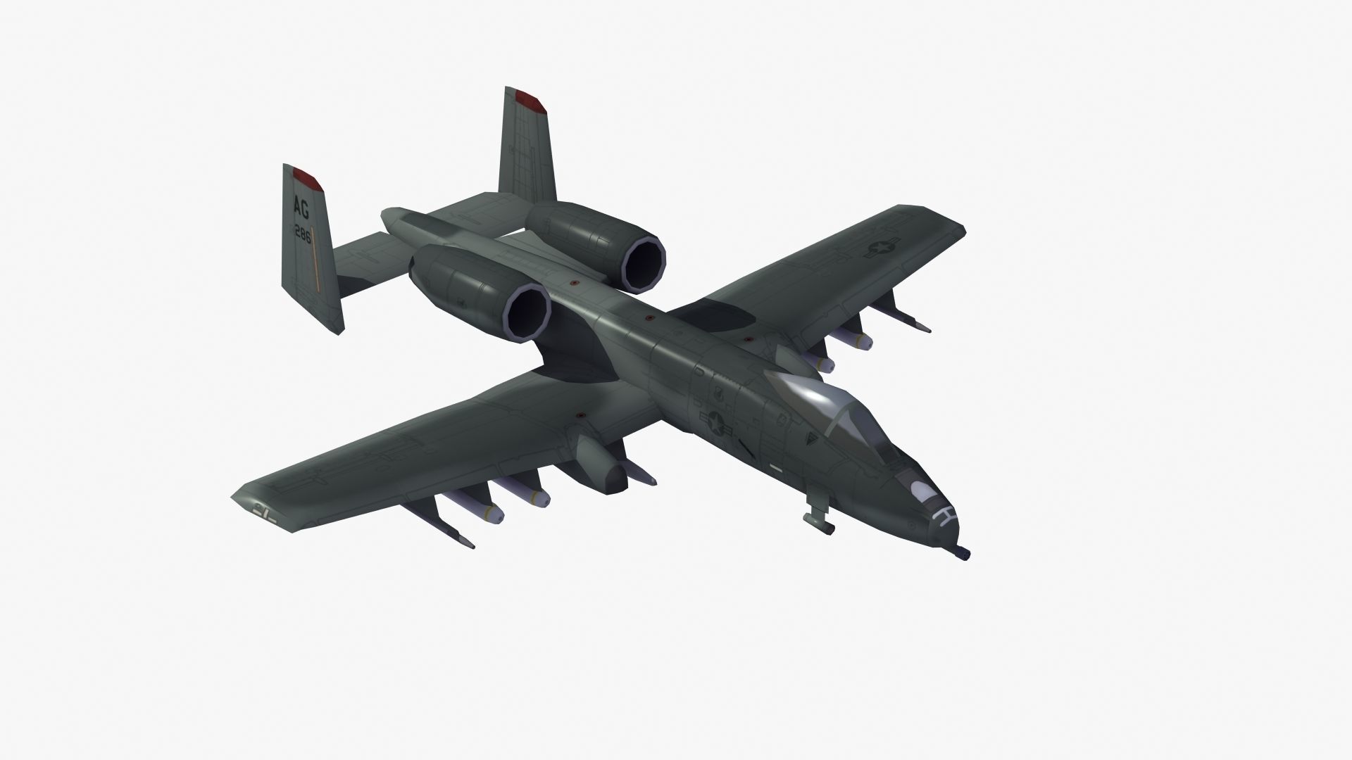A10 Warthog Low-poly 3D model_34