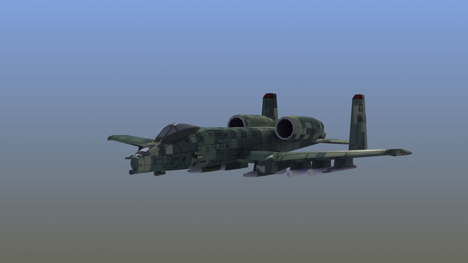 A10 Warthog Low-poly 3D model_15