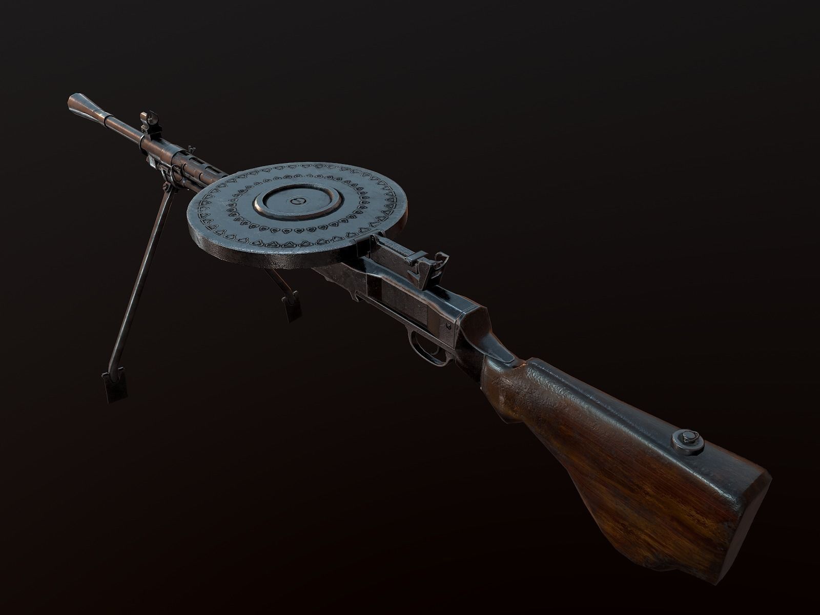 DP-28 Light Machine Gun PBR Low-poly 3D model_1