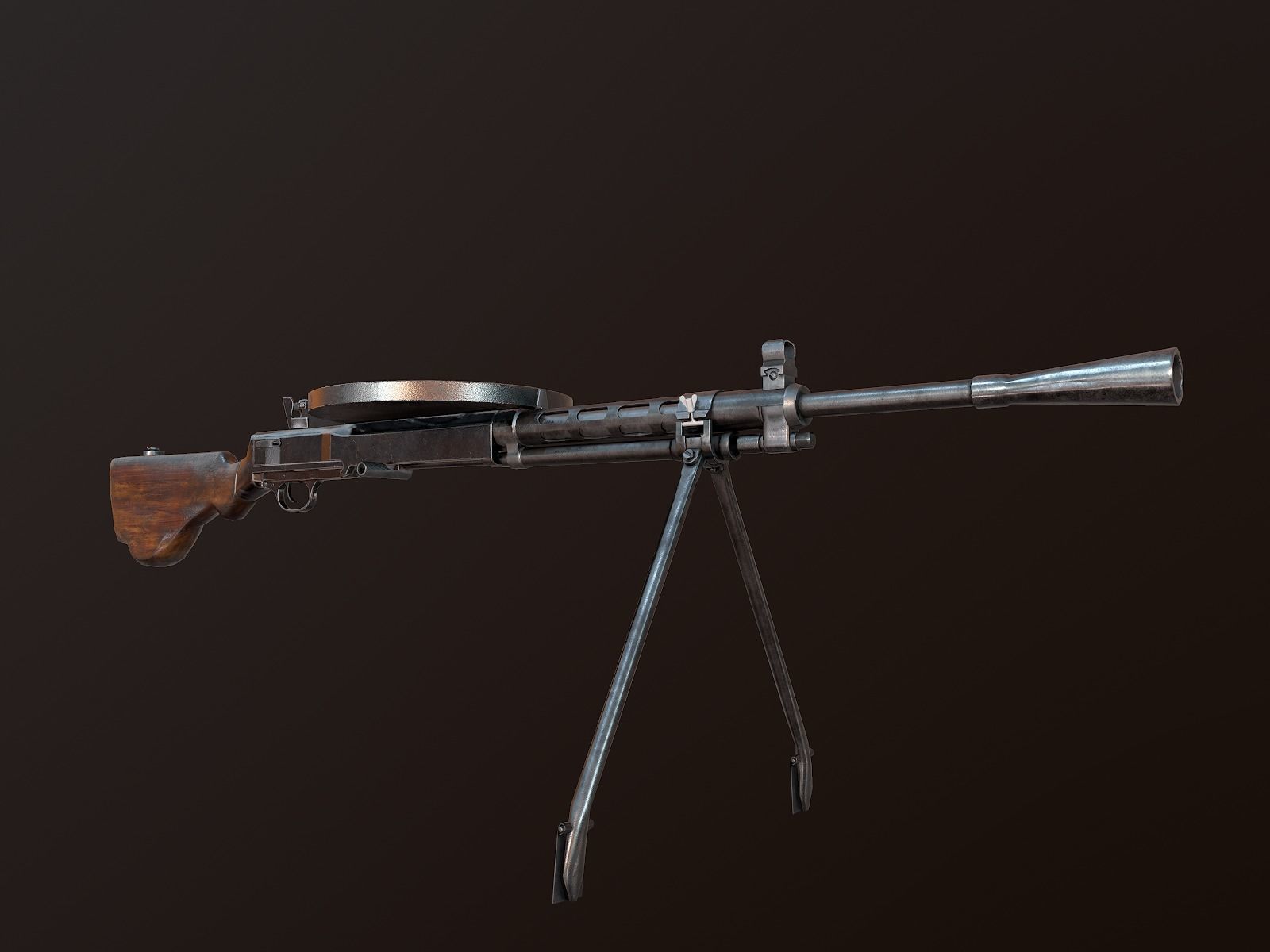 DP-28 Light Machine Gun PBR Low-poly 3D model_4