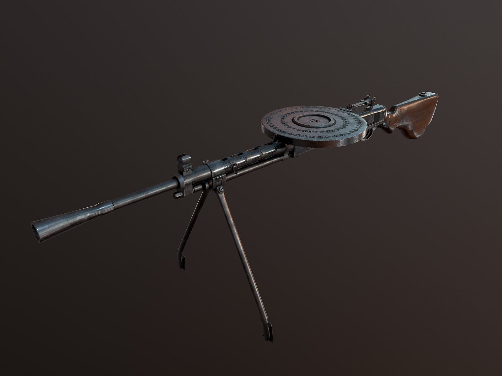DP-28 Light Machine Gun PBR Low-poly 3D model_3