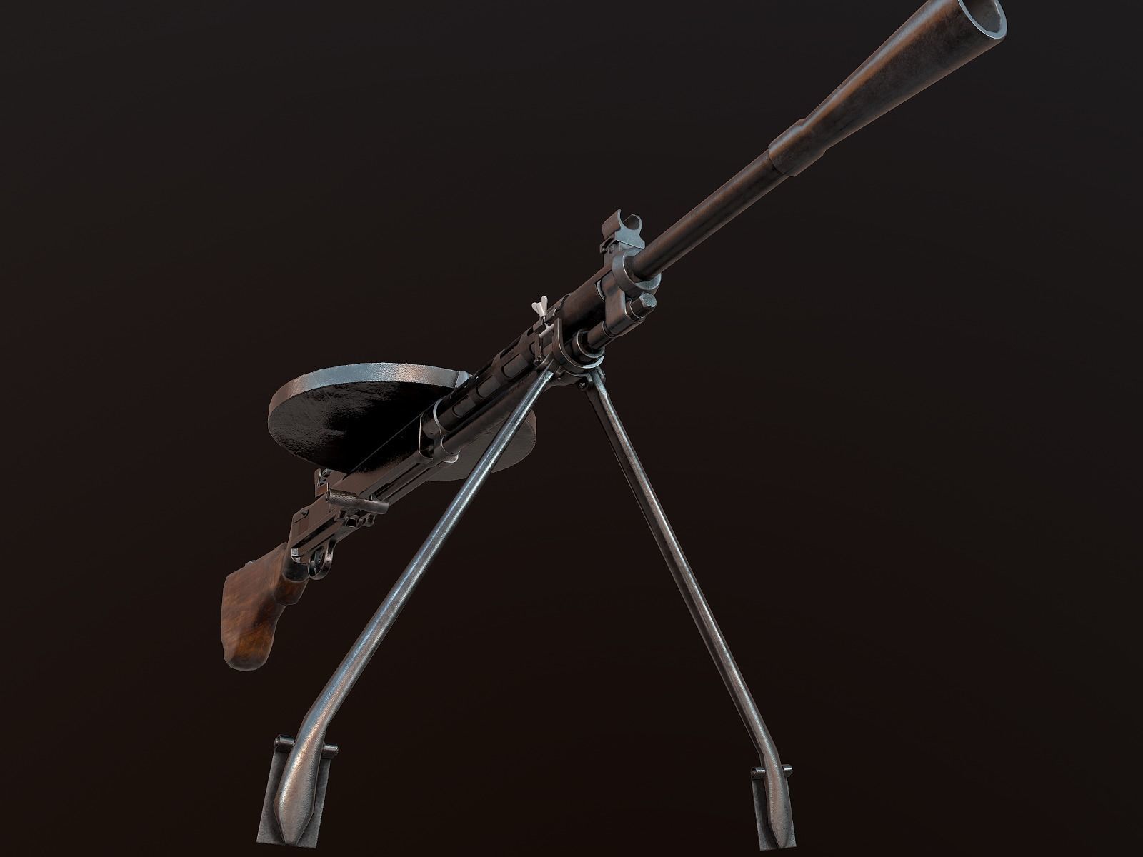 DP-28 Light Machine Gun PBR Low-poly 3D model_7