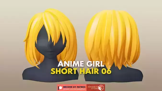 Character - Anime Girl Short Hair 06 Low-poly 3D model