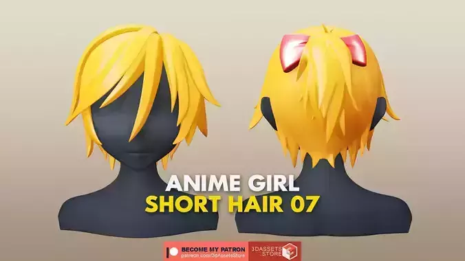 Character - Anime Girl Short Hair 07 Low-poly 3D model