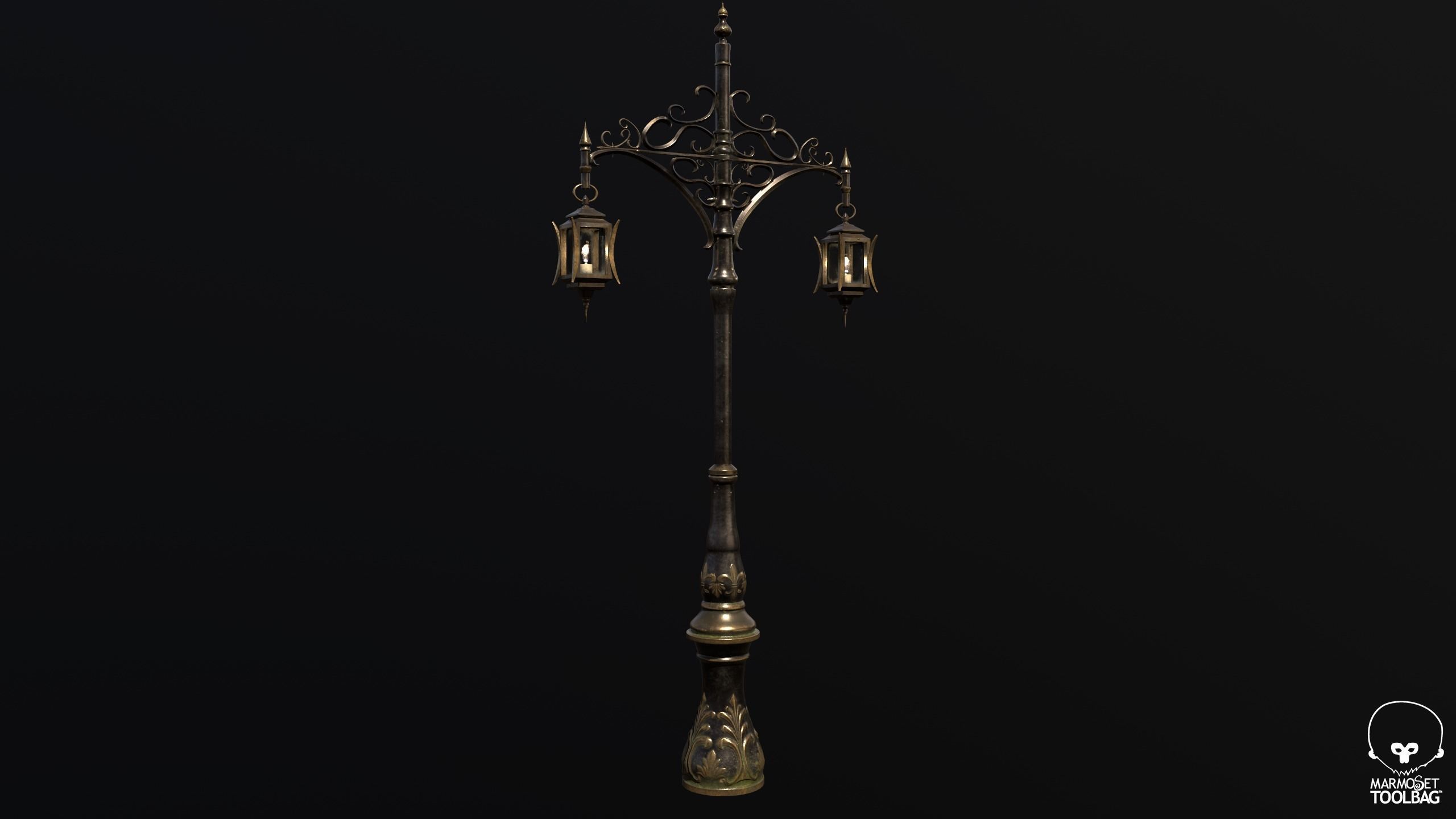 Victorian Style Street Lamp Low-poly 3D model_8