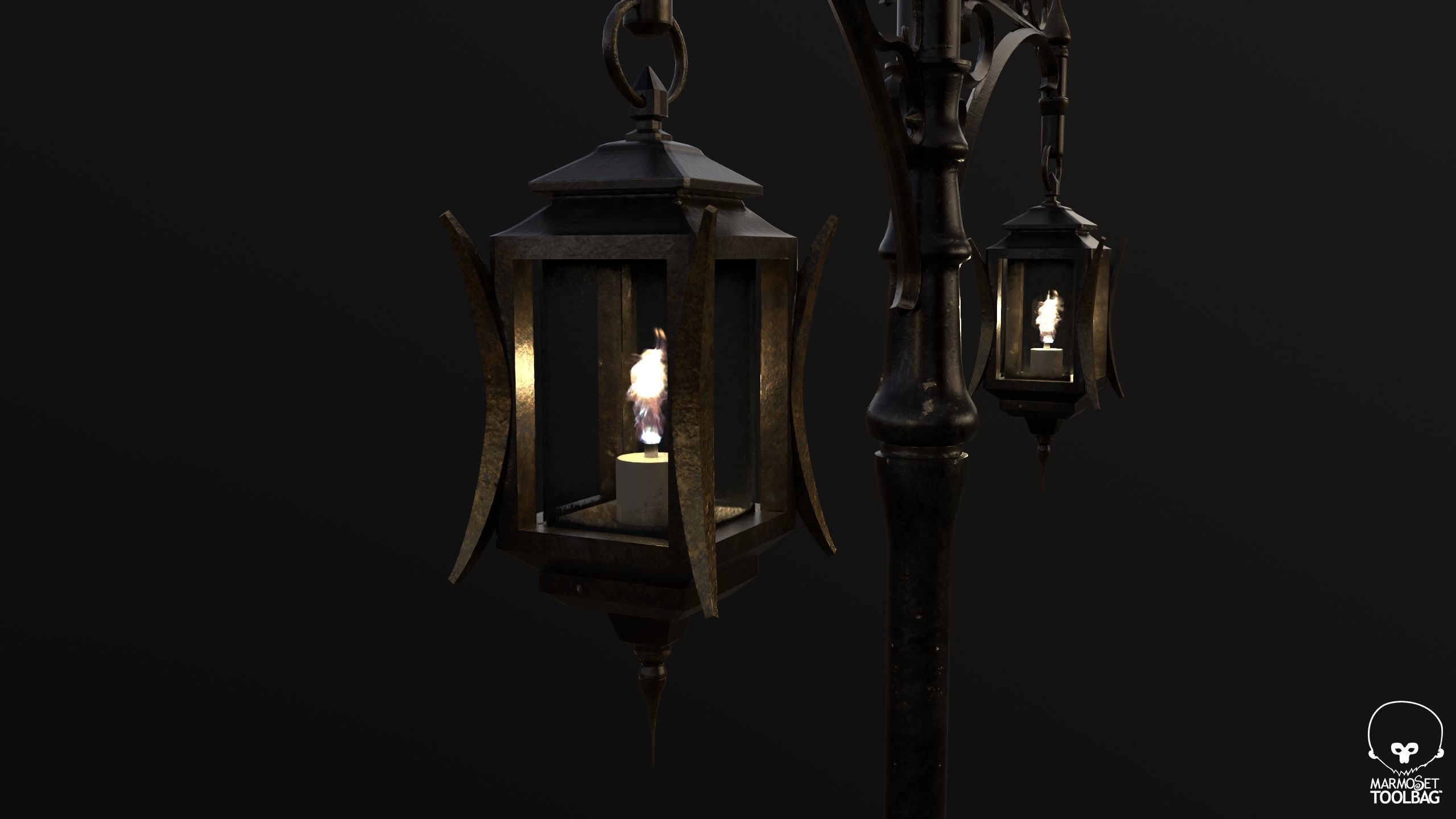 Victorian Style Street Lamp Low-poly 3D model_9