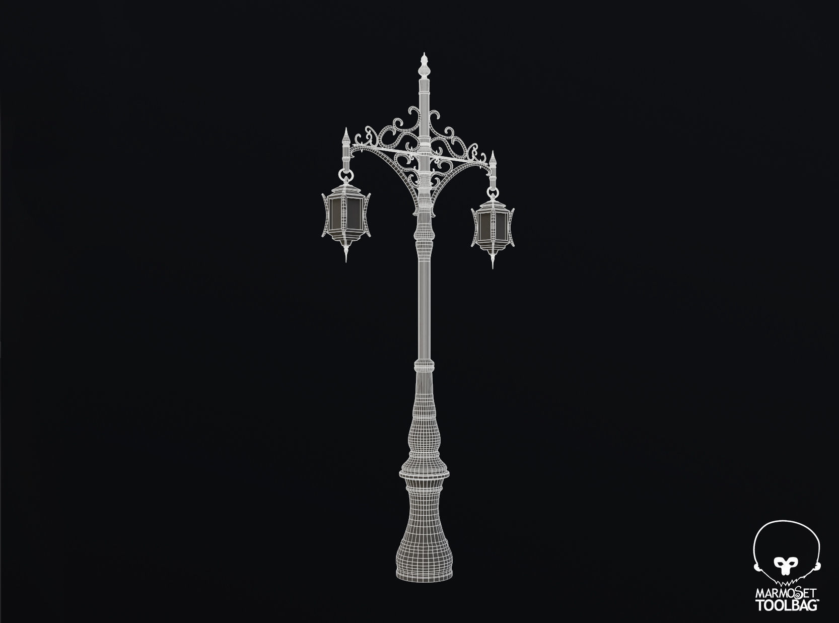 Victorian Style Street Lamp Low-poly 3D model_6