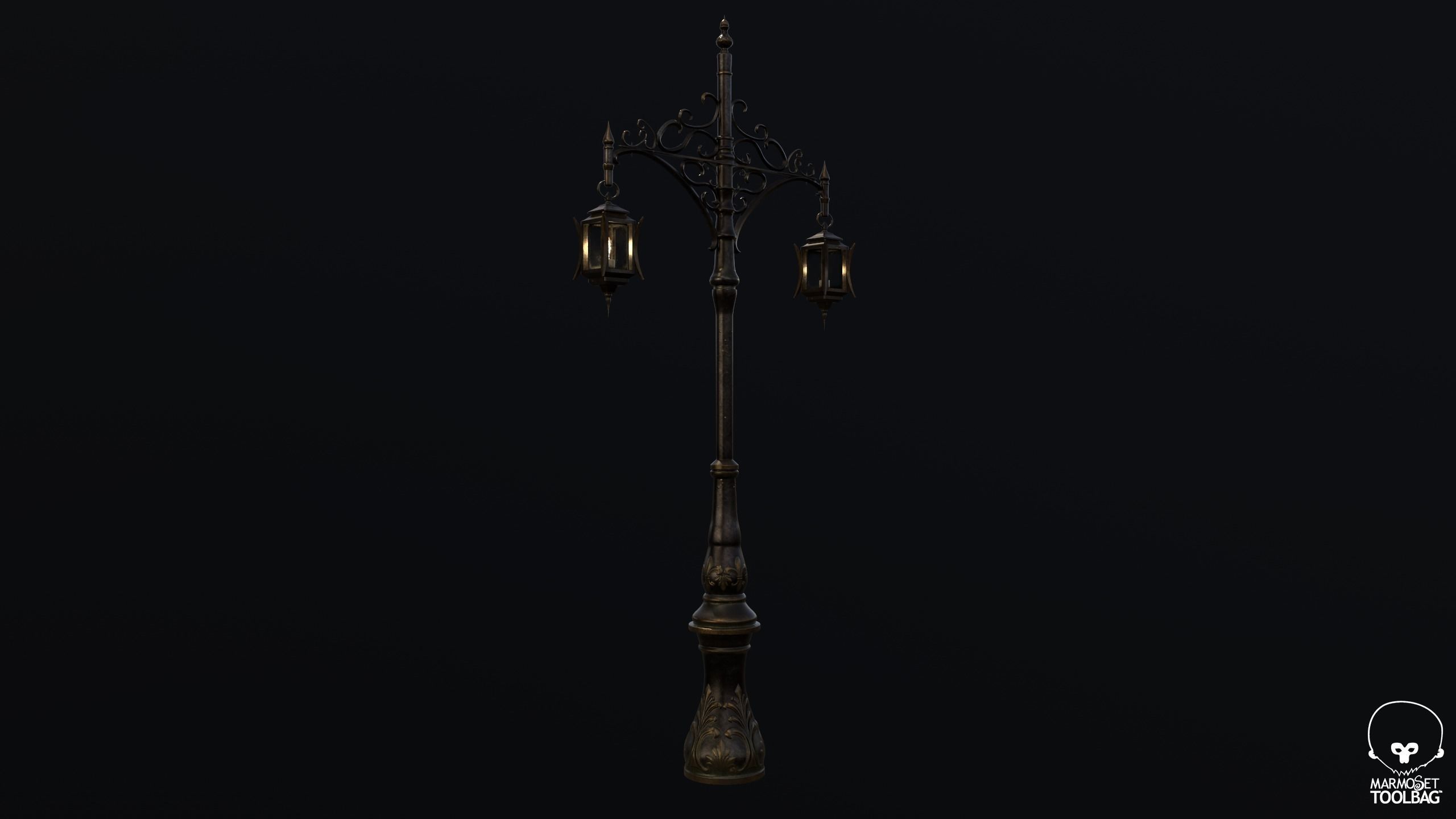 Victorian Style Street Lamp Low-poly 3D model_10