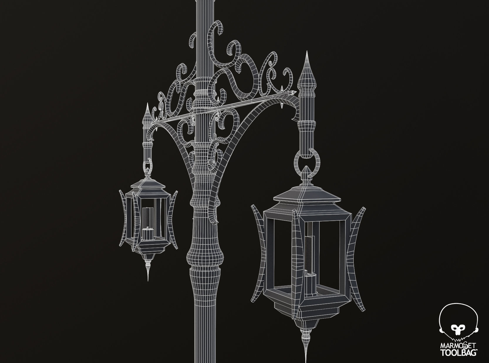 Victorian Style Street Lamp Low-poly 3D model_5
