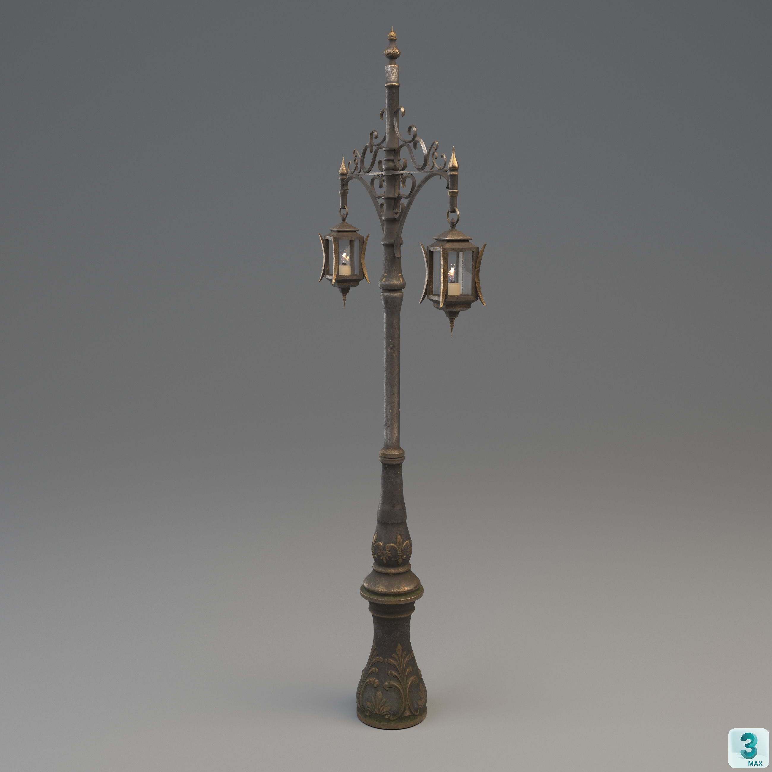 Victorian Style Street Lamp Low-poly 3D model_2