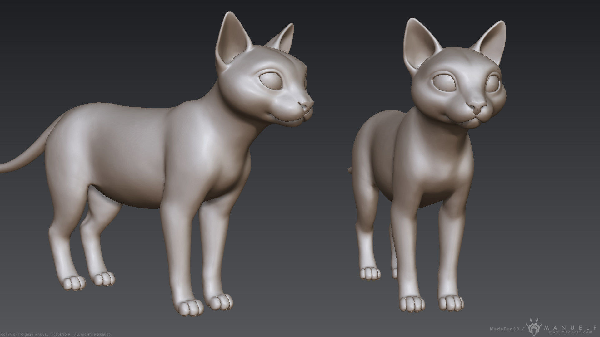 Stylized Cartoon Cat 3D model_34