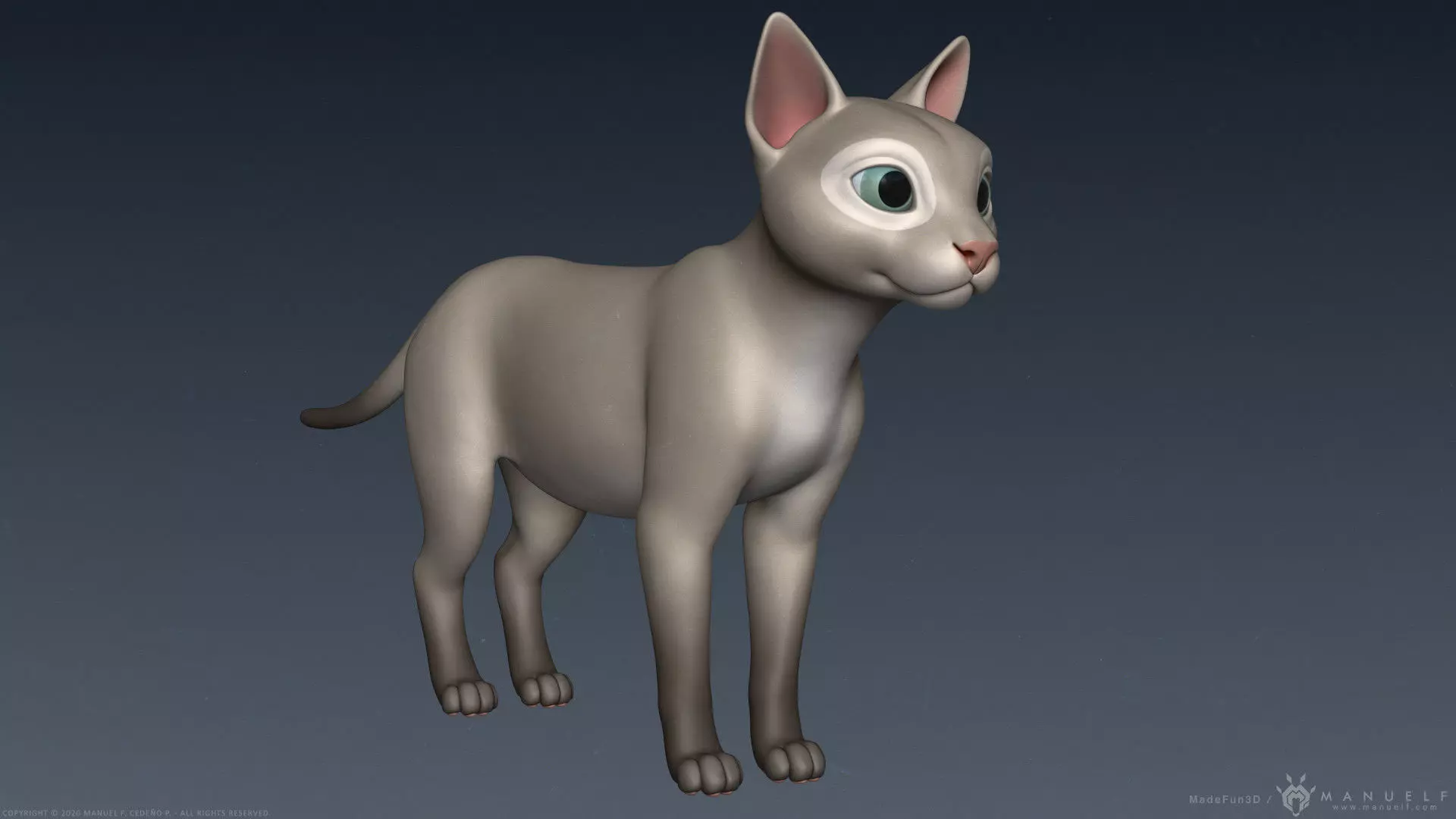 Stylized Cartoon Cat 3D model_0