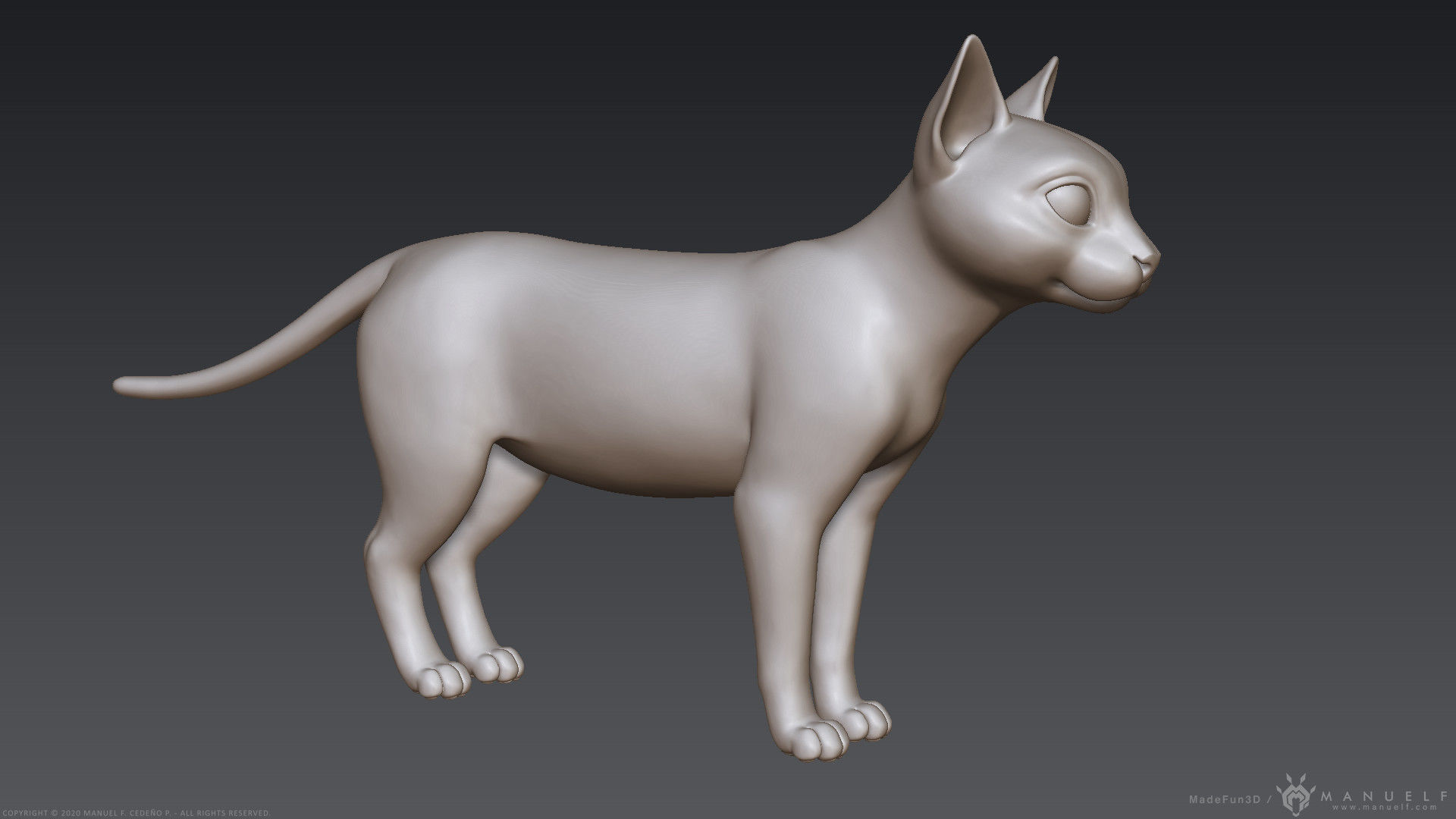 Stylized Cartoon Cat 3D model_35