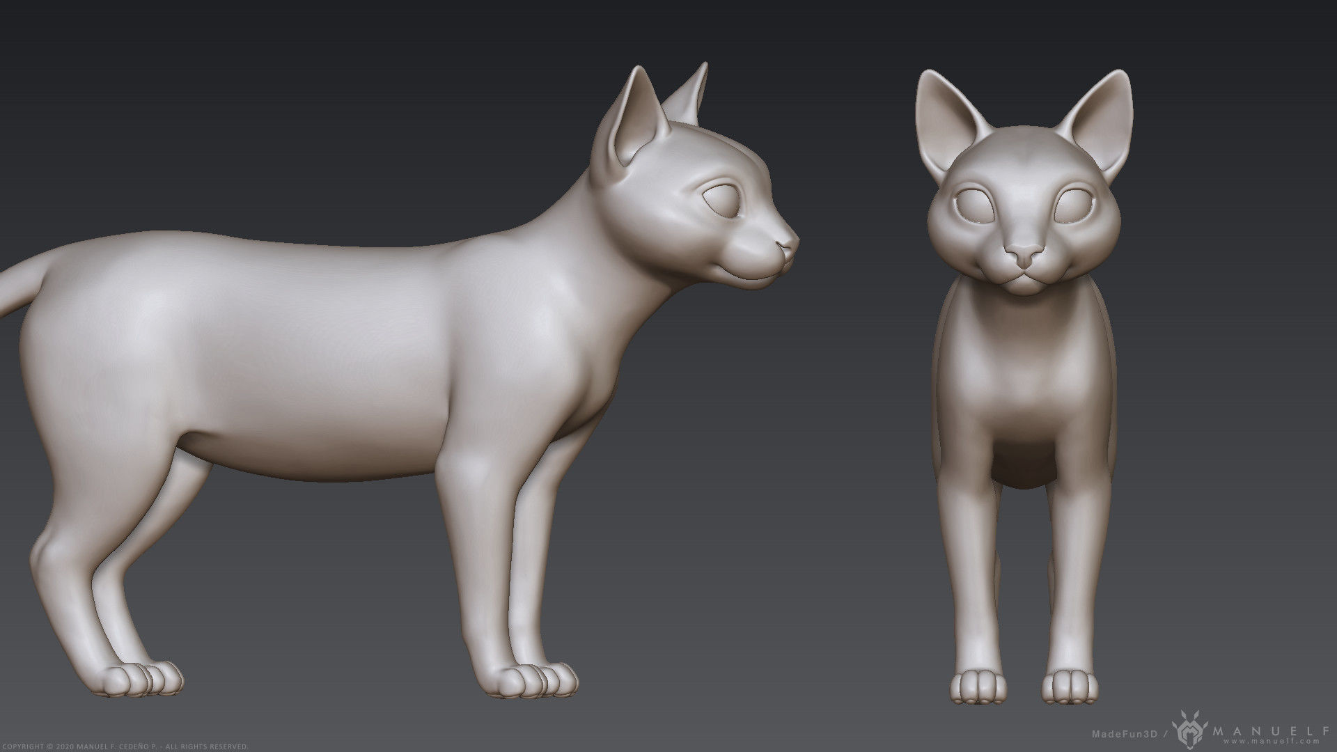 Stylized Cartoon Cat 3D model_36