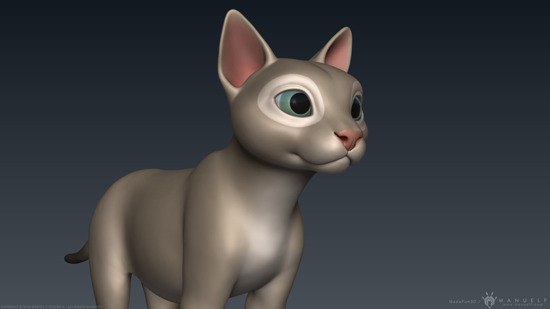 Stylized Cartoon Cat 3D model_10