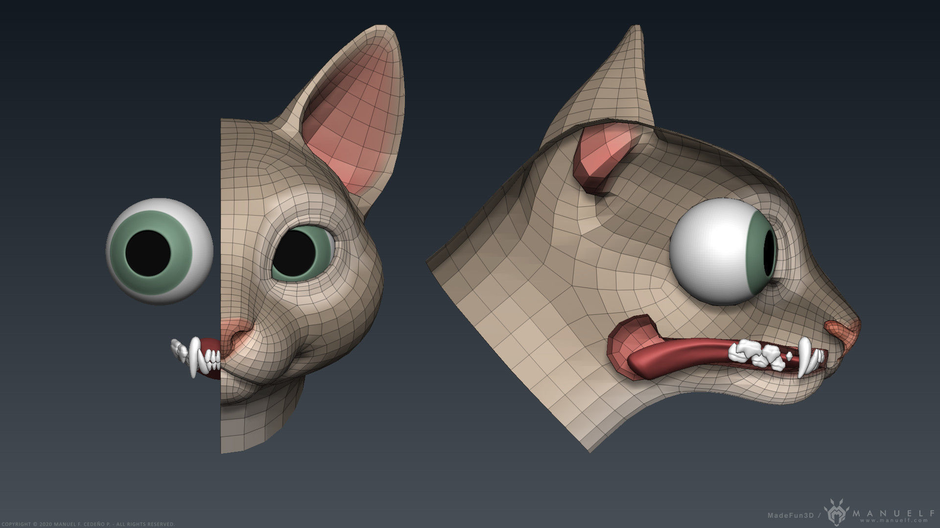Stylized Cartoon Cat 3D model_18