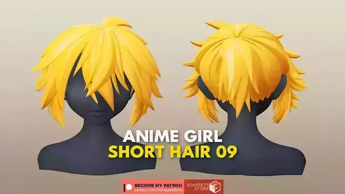 Character - Anime Girl Short Hair 09 Low-poly 3D model