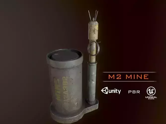 M2 mine USA WW2 PBR Grenade Low-poly 3D model