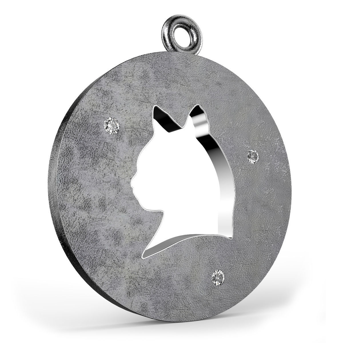 Cat Flat Pendant design 3D print model_1