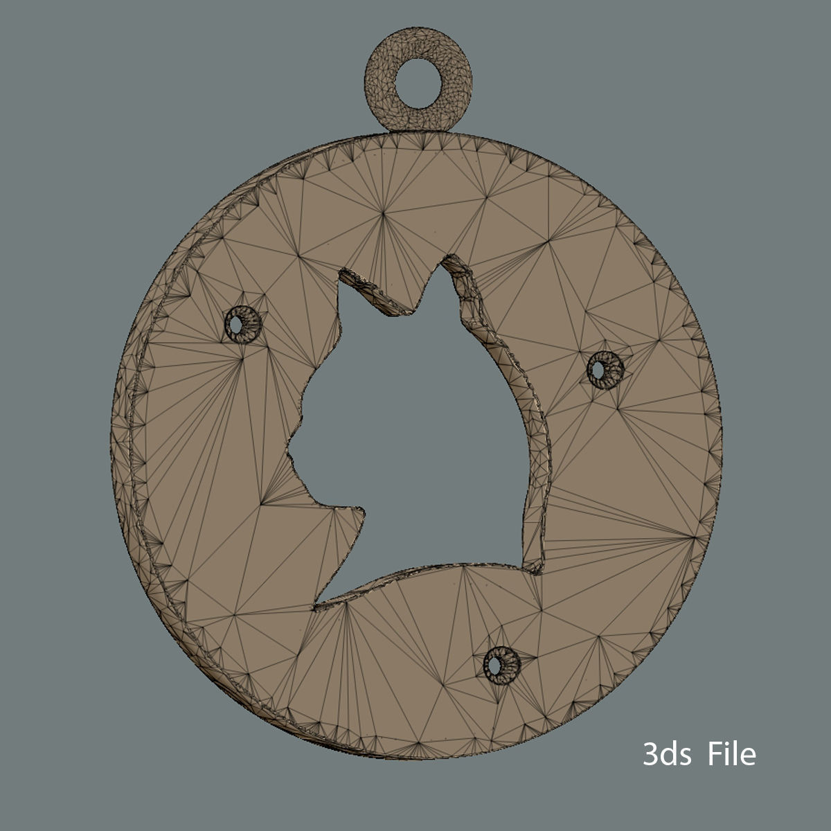 Cat Flat Pendant design 3D print model_2