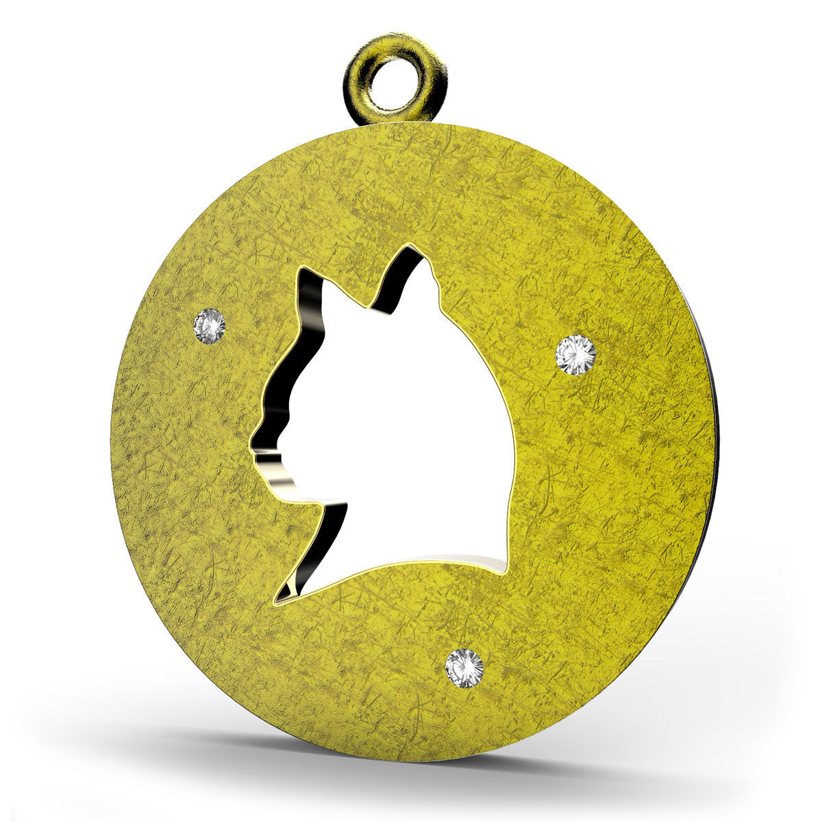 Cat Flat Pendant design 3D print model_3