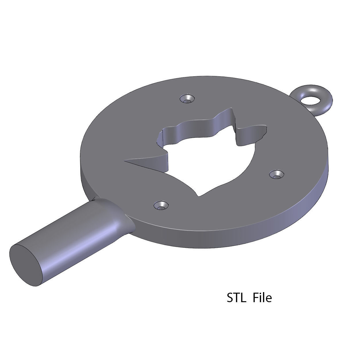 Cat Flat Pendant design 3D print model_6