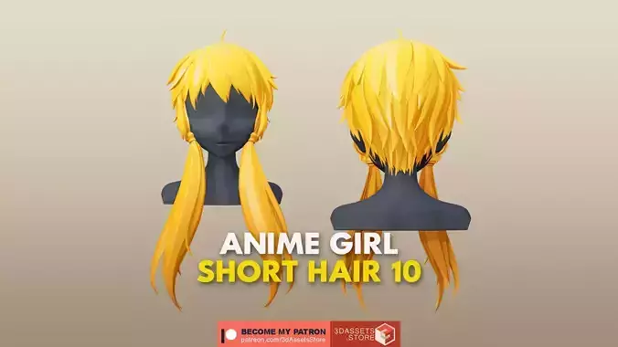 Character - Anime Girl Short Hair 10 Low-poly 3D model
