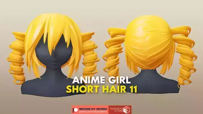 Character - Anime Girl Short Hair 11 Low-poly 3D model