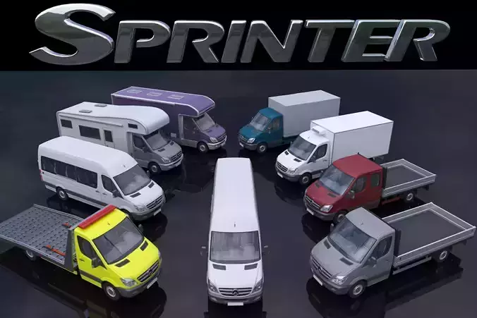 Sprinter 9 models 3D Model Collection