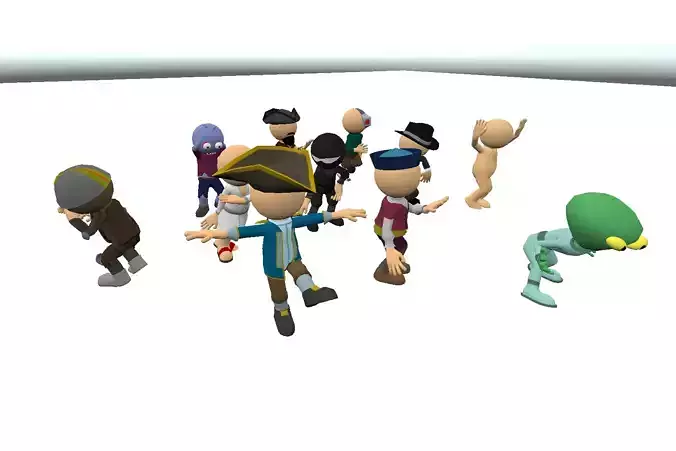 Hyper-Casual Characters pack 4 Low-poly 3D model