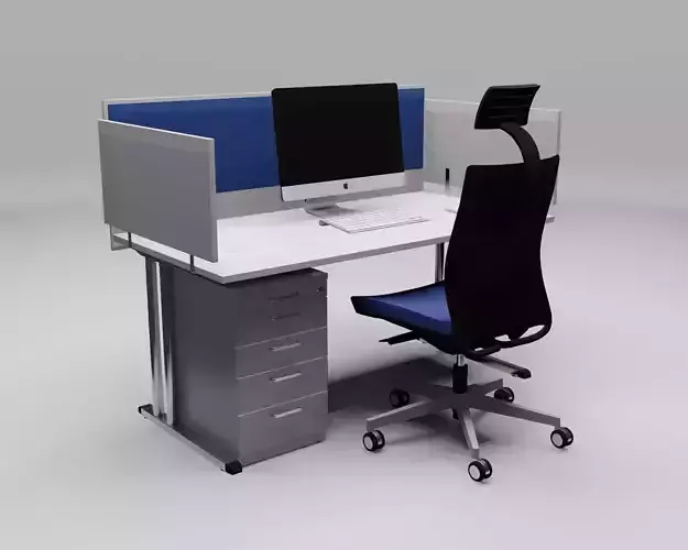 Table with computer - set 3D model