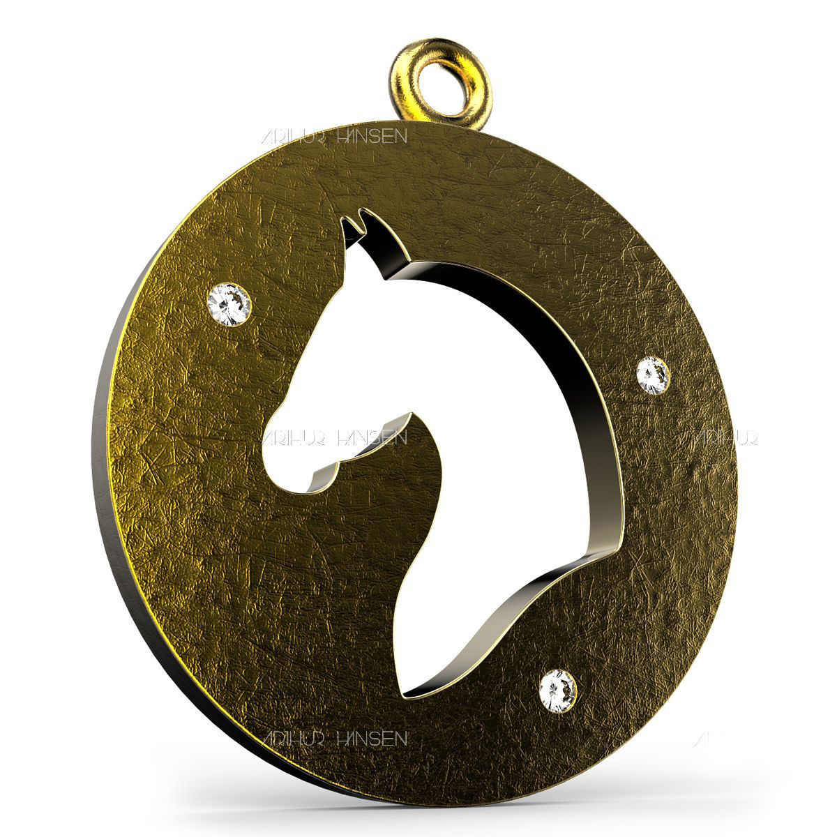 Horse Pendant design 3D print model_2