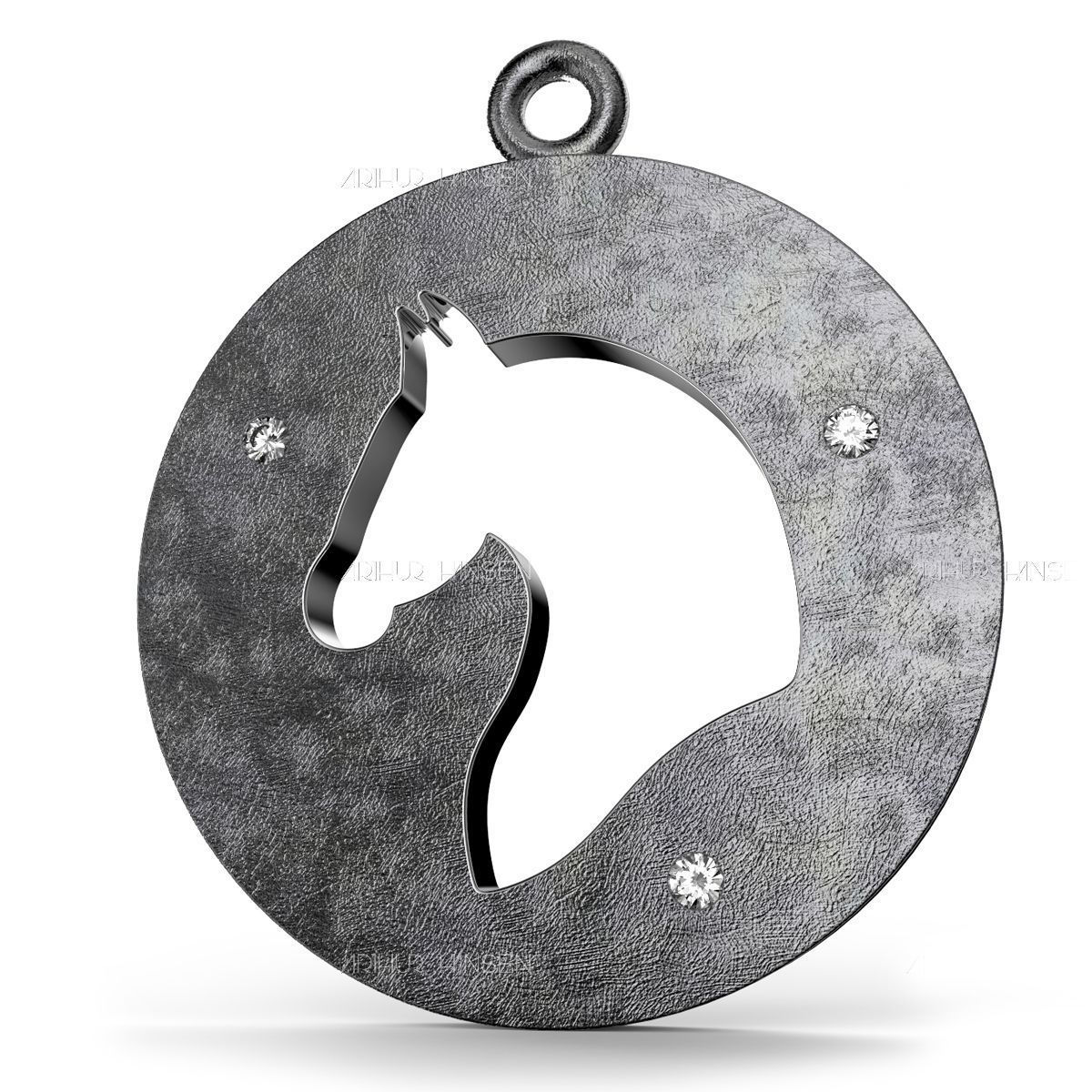 Horse Pendant design 3D print model_1