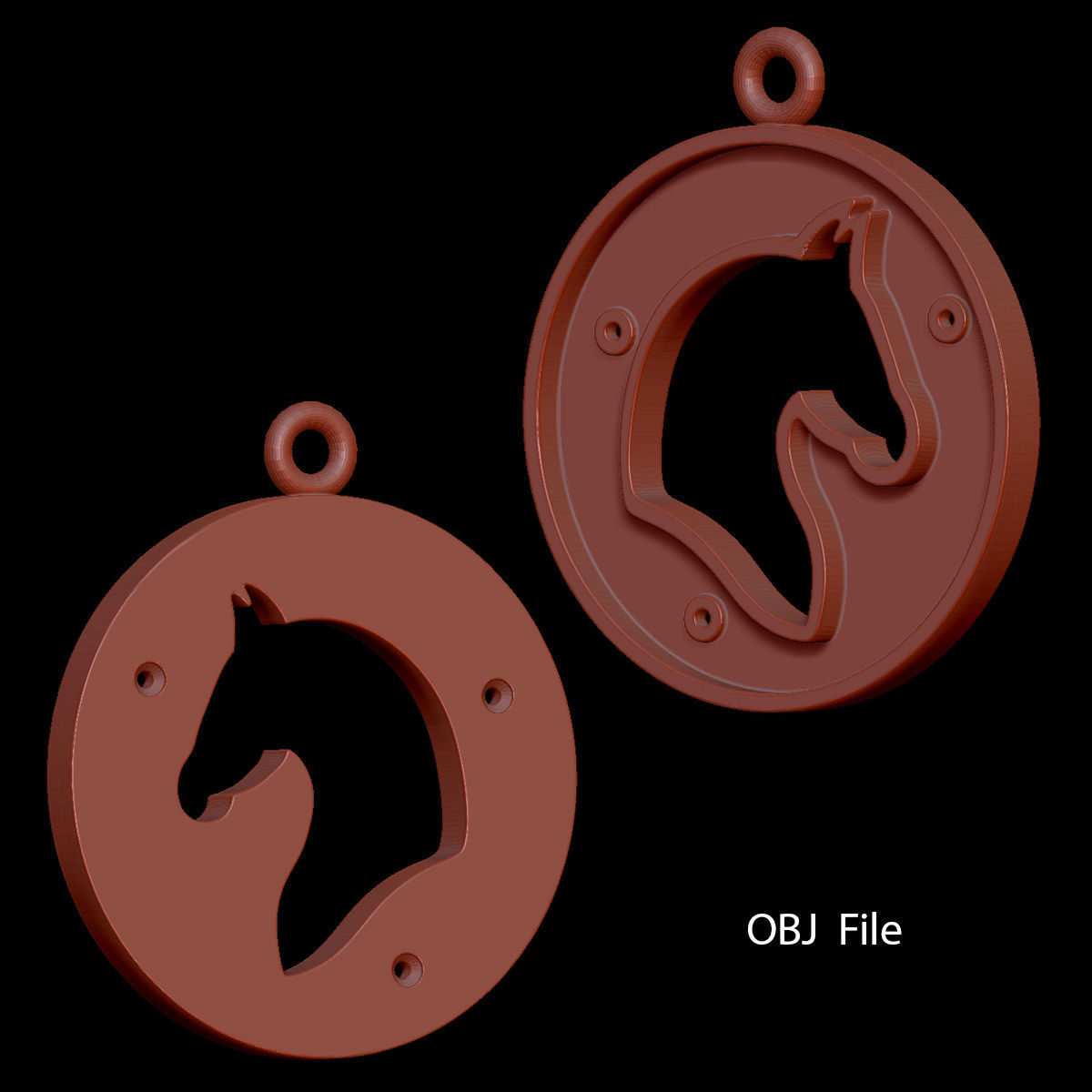 Horse Pendant design 3D print model_5