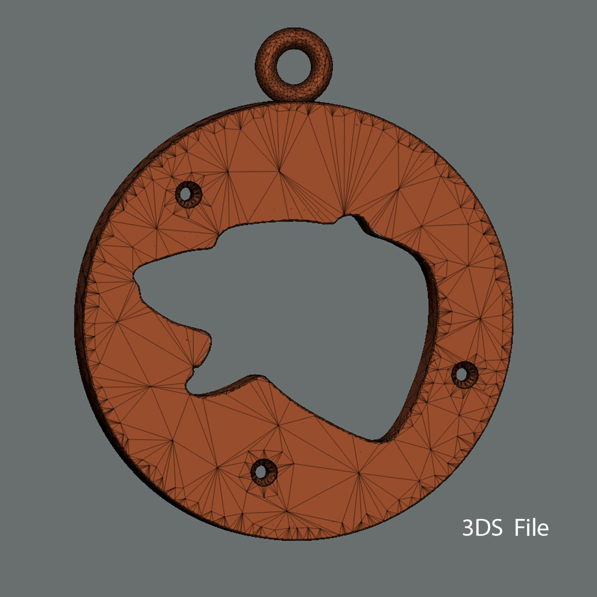 Bear Flat Pendant design 3D print model_3