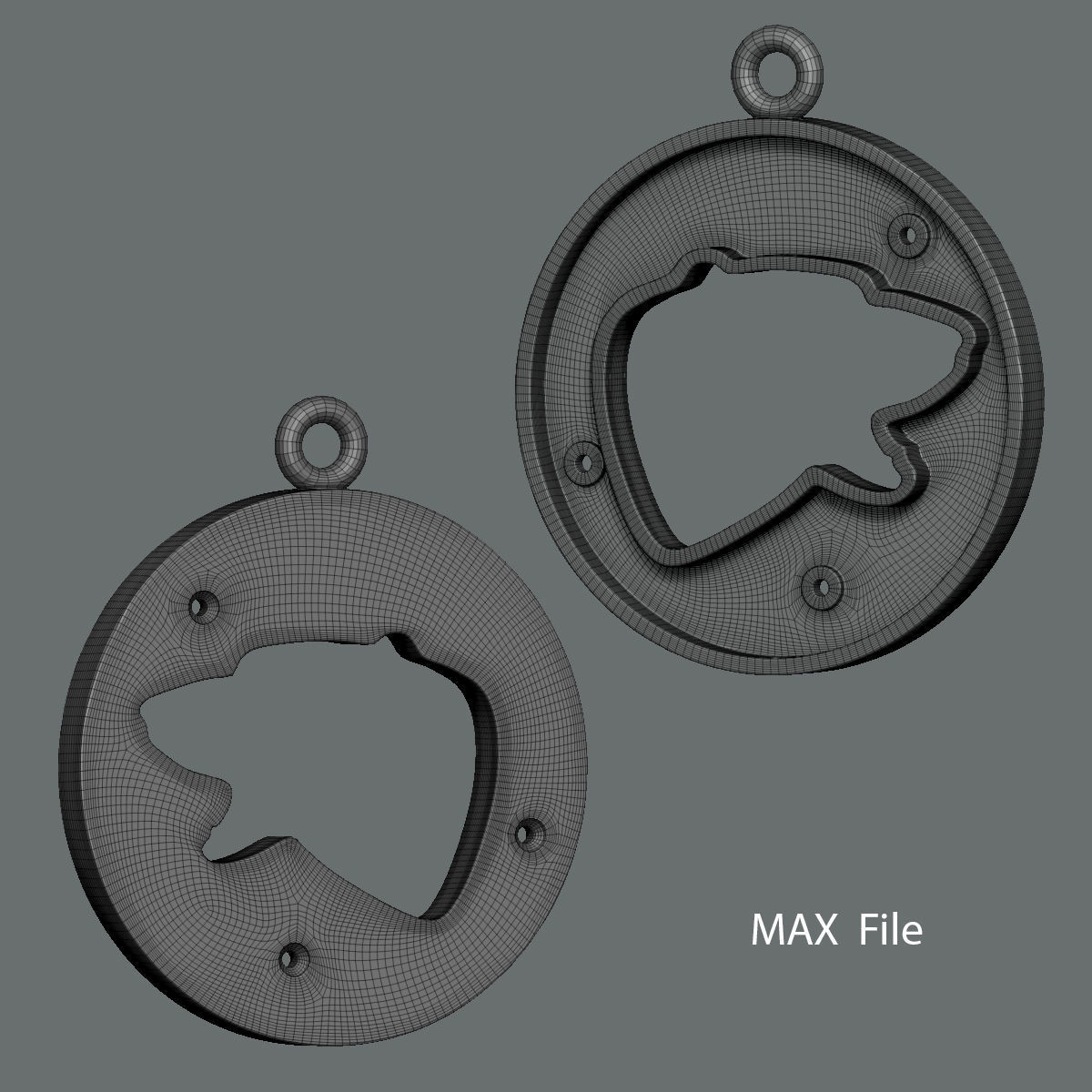 Bear Flat Pendant design 3D print model_5