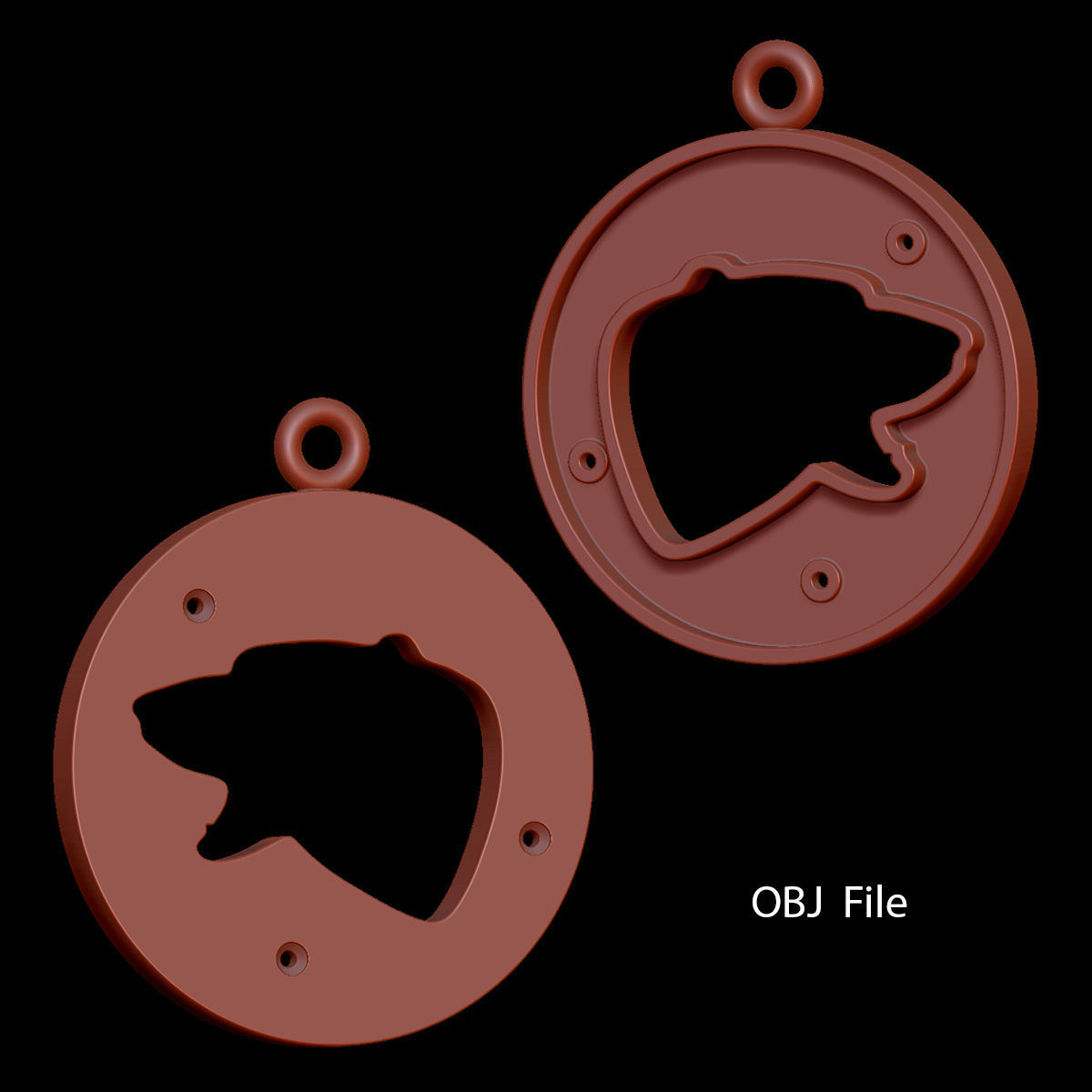 Bear Flat Pendant design 3D print model_6