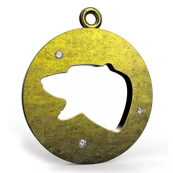 Bear Flat Pendant design 3D print model_0
