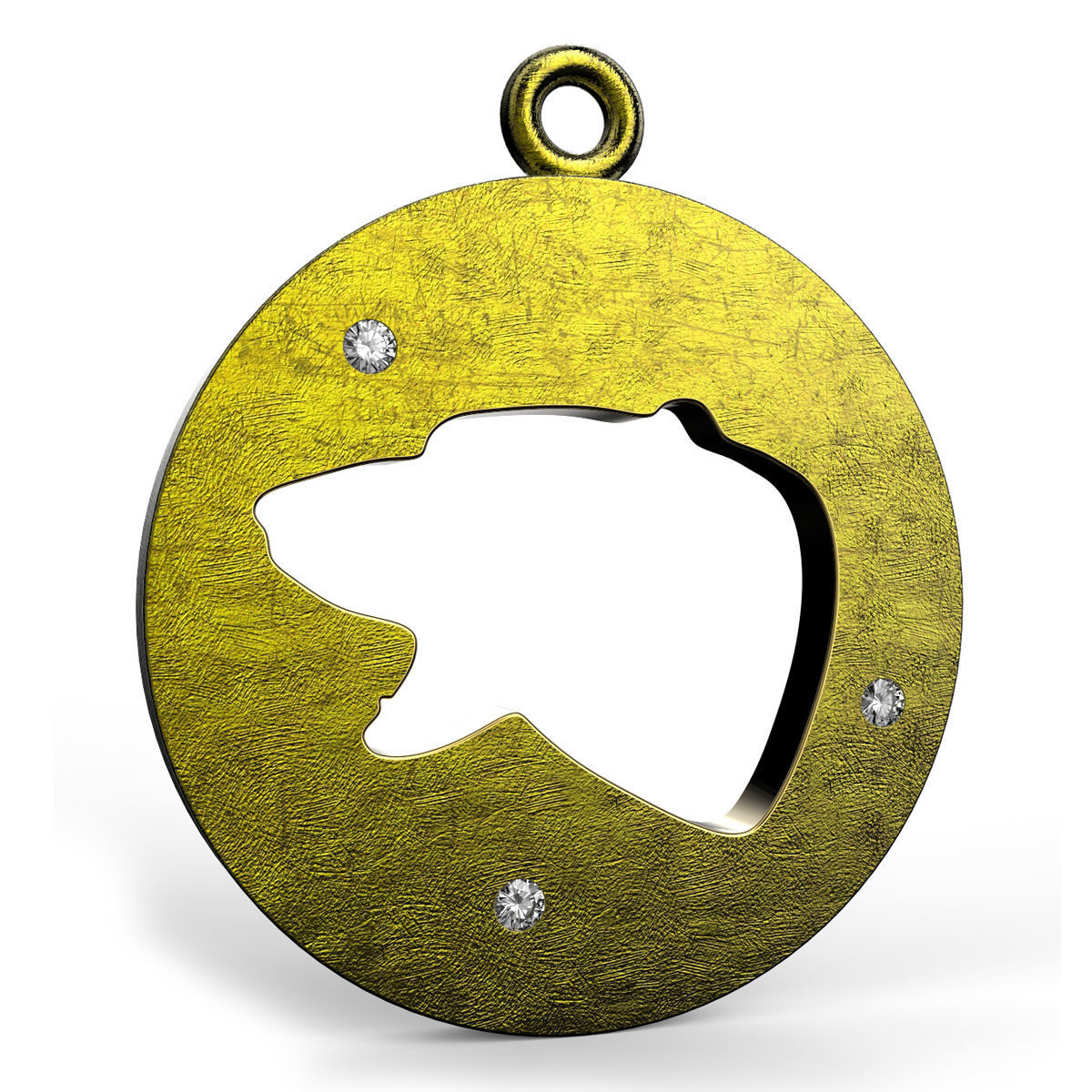 Bear Flat Pendant design 3D print model_4
