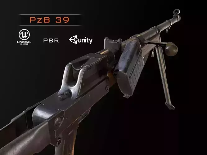 PzB-39 German ww2 anti-tank rifle pbr Low-poly 3D model