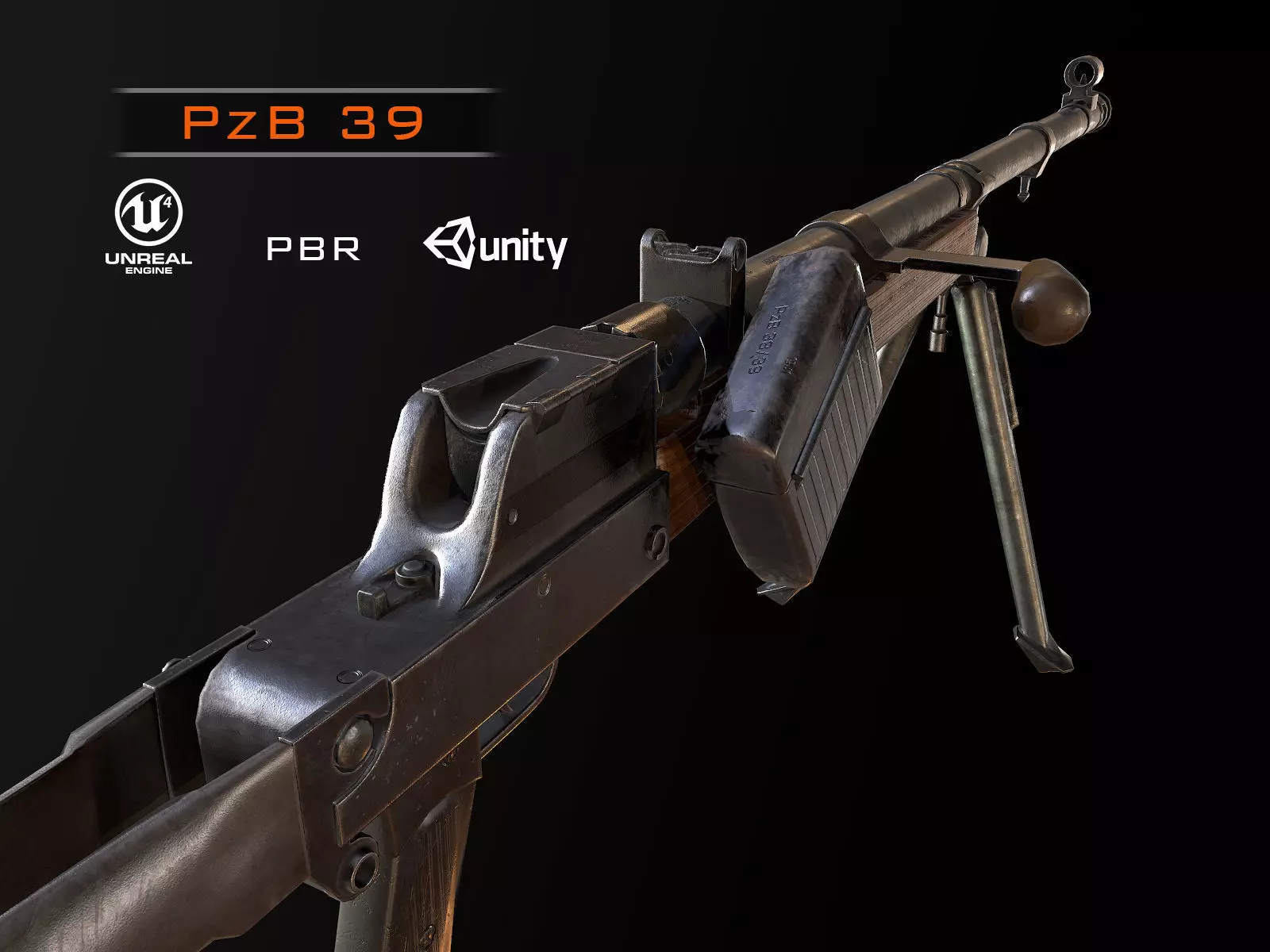 PzB-39 German ww2 anti-tank rifle pbr Low-poly 3D model